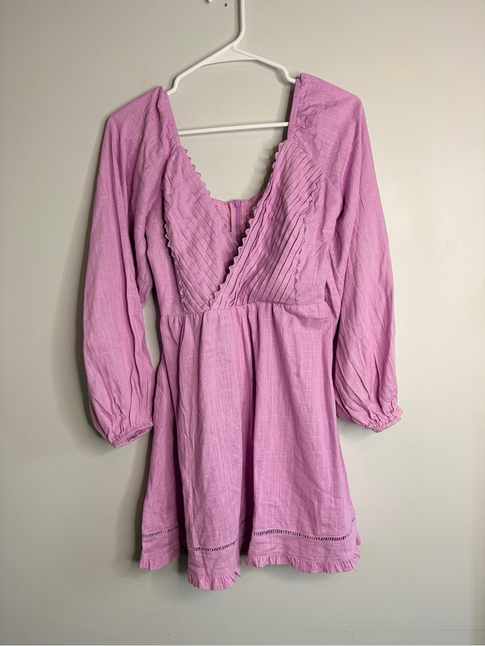 Sunny Sabrina Pink/Lilac Long-Sleeve V-Neck Tunic Dress Small
